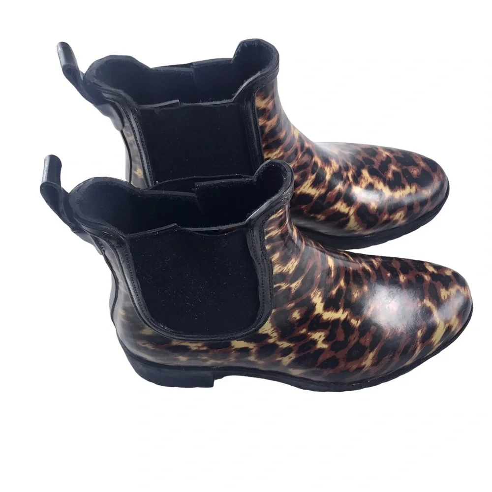 Jeffrey Campbell Cloudy Leopard Chelsea Platform Rain Lug Sole Boot Wome…